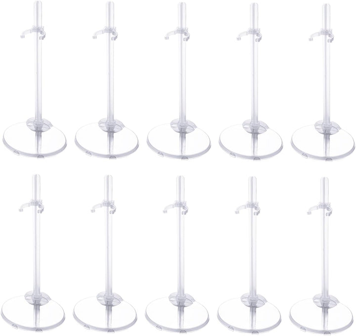 10Pcs Adjustable Doll Stands, Plastic Doll Display Holders, Clear Action Figure Stand, Toy Doll Accessories, Transparent Display Stand Support for 11 to 13 Inch Tall Dolls