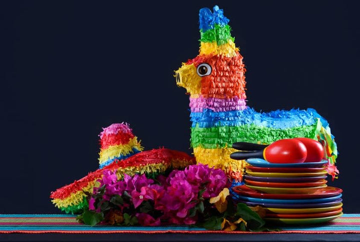 16" Rainbow Donkey Pinata - Mexican Theme Party Decoration for Birthdays, Fiestas & Cinco De Mayo - 16 X 13 X 4.5 Inch Kids Party Favors