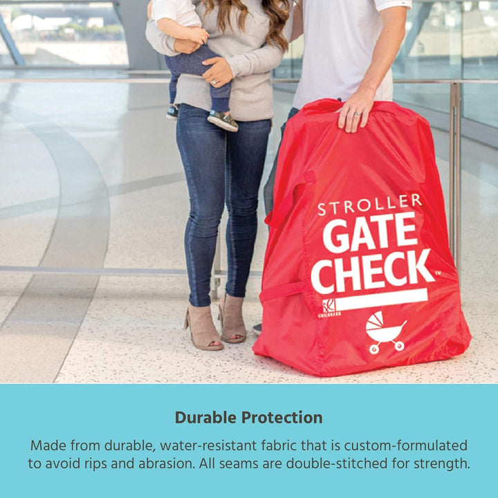 Gate Check Bag for Single & Double Strollers - Travel Bag for Airplane, Fits Most Standard Baby Strollers, Airport Accessories for Gate Check, Flying Essentials - Red