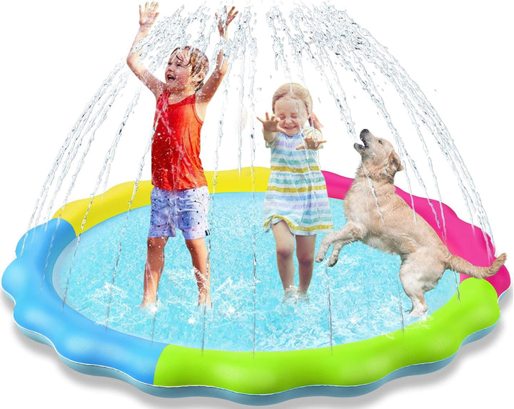 Kids Dog Splash Pad Sprinkler -  Non Slip Dog Sprinkler Pad Splash Pool Puppy Dogs Pool Summer Outdoor Water Toys Backyard Durable Splash Pad for Toddlers Kids Small Medium Large Dogs Pet