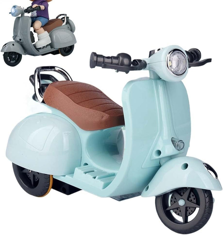 Scooter with Remote for Labubu, Electric Micro Mini Scooter for Labubu Accessories, Funny Plastic Doll Scooter Vehicles, Rotate 360° Interactive Scooter Ornaments Gifts for Lbubu Fans(Gray,With Batter