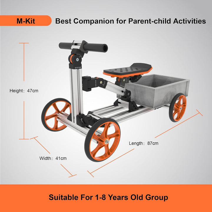Constructible Kit 40 in 1 Kid Rides on Toys,Balance Bike,Engineering Building Kit Kids Sit/Stand Scooter and 20 More than S-Kit/Medium Kit for 3-8 Years Old(Not Electric)