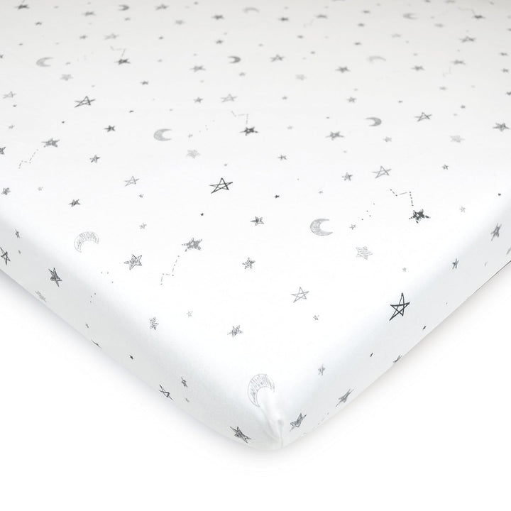 2 Pack 100% Natural Cotton Fitted Pack and Play Sheets 39" X 27" - Soft & Breathable Pack N Play Sheets for Playard & Mini Crib Mattress, Gray Star/Gray Zigzag, for Boys & Girls
