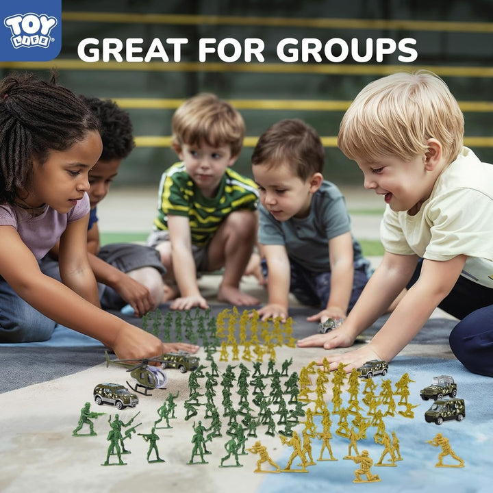 Army Men Action Figures Toys Plastic, Toy Soldiers for Boys with Helicopter, Green Military Playset