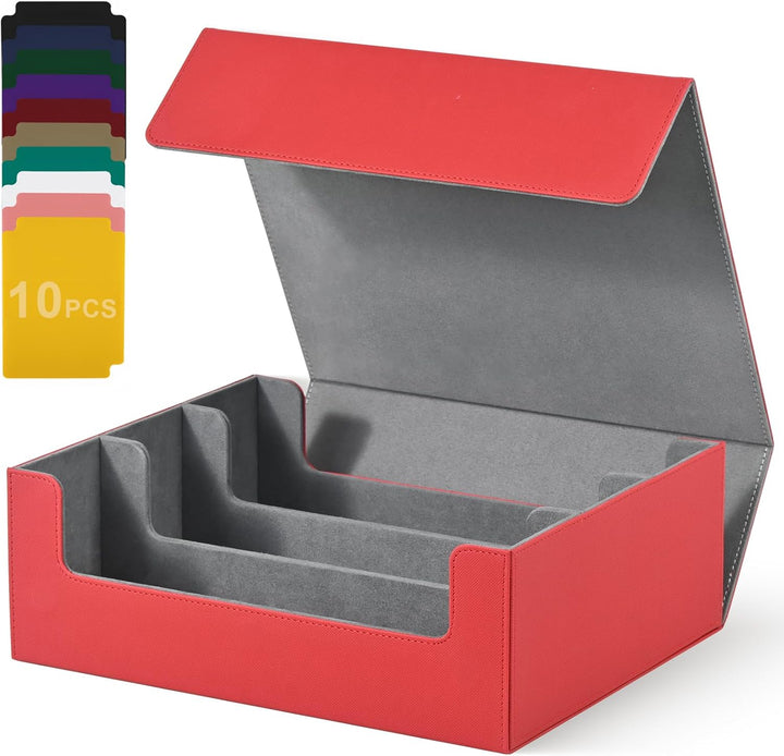 Card Storage Box for Trading Cards, 1800+ PU Leather Commander Card Deck Case, Magnetic Closure Card Holder Fits for Magic Game Cards (Black)