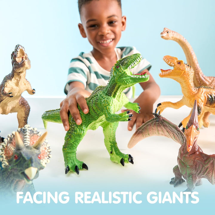 Big Dinosaur Toys for Toddlers, 6 Piece Large Soft Dinosaur Figures with an Educational Book, Jumbo Realistic Toys for Boys and Girls Gift, Kids Ages 1 2 3 4 5
