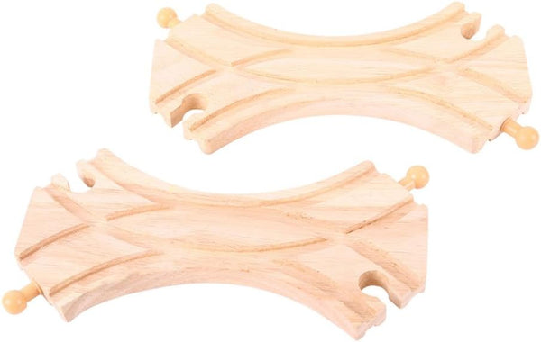 Wooden Track Double Curved Turnouts (2 Pk) - Compatible with  Train Sets and Most Wooden Train Set Brands, Quality  Train Accessories