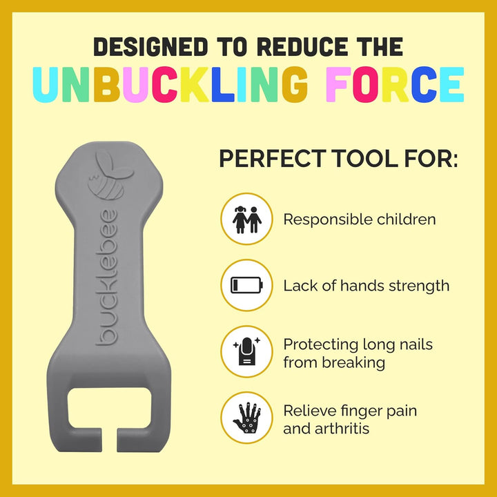 Easy Car Seat Buckle Release Aid for Children Unbuckle Car Seat Release Tool - Button Pusher - Opener for Nails - Buckle Release Tool (2 Packs Gray)