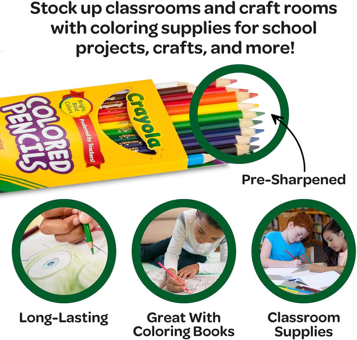 Bulk Colored Pencils for Kids (24Pk), Essential Back to School Supplies for Teachers, Bulk Preschool & Kindergarten Classroom Must Haves, 12 Colors