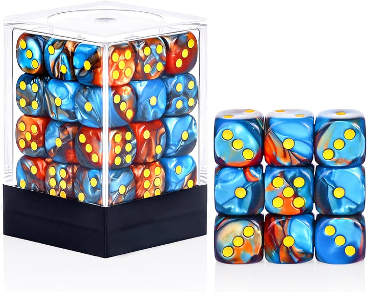 36 Pieces 12Mm 6 Sided Mini Dice Set,Pearl Pattern D6 Game Dice Set,6 Sided Standard Game Dice for Board Games Dice Games Classroom Teaching Dices Game, with Portable Gaming Box(Black)