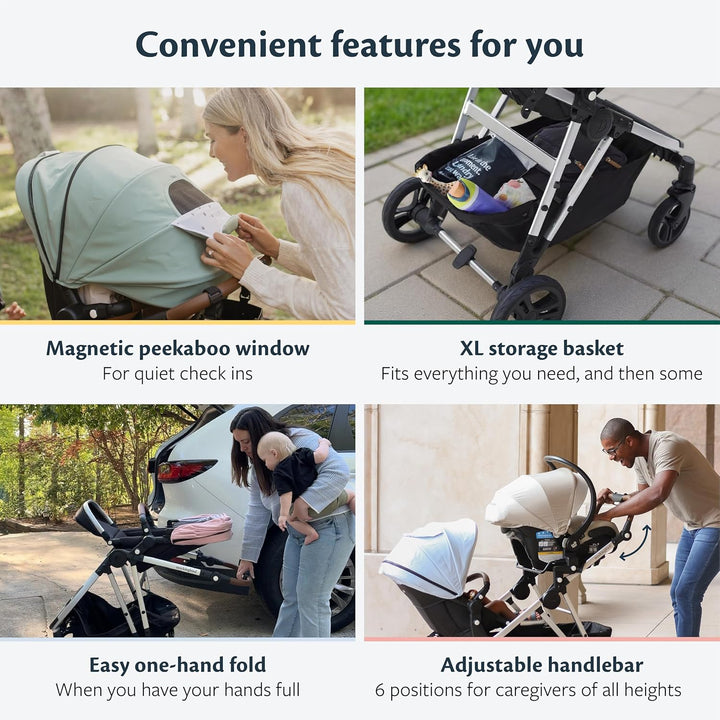Single-To-Double Stroller 2.0 - Modular Full-Size Baby Stroller for 1, 2 or 3 Kids - Includes Cup Holder - Black