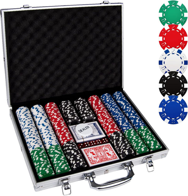 Poker Chips,500Pcs Poker Chip Set with Aluminum Travel Case,11.5 Gram Poker Set for Texas Holdem Blackjack Gambling