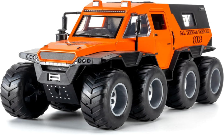 Toy Pickup Truck Model 1/24 Orange Alloy Collectibles Die-Cast Vehicles with Sound and Light