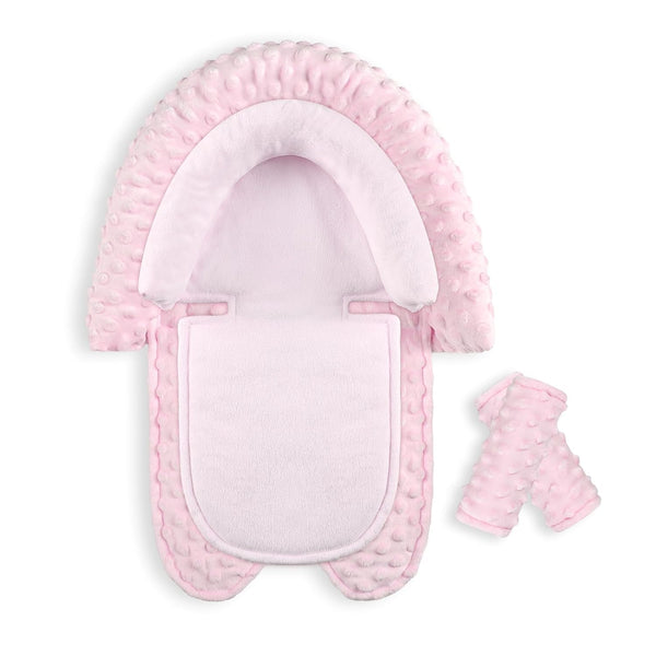 Infant Car Seat Insert,  Baby Car Seat Head & Body Support with 2 Straps Pads, Ultra Soft Newborn Preemie Carseat Insert Cushion for Girls Boys, Fits Car Seat, Stroller, Swing, Bouncer, Pink