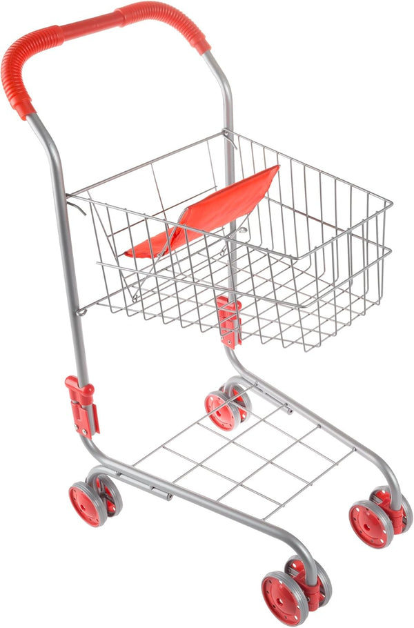 Pretend Play Shopping Cart- Toy Grocery Cart with Pivoting Front Wheels and Folds for Easy Storage for Kids, Boys and Girls by