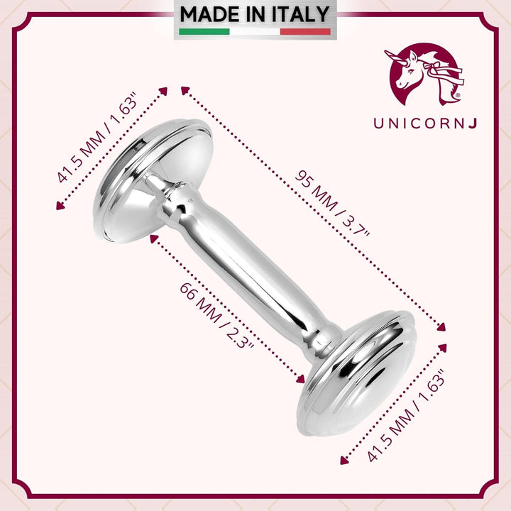 Sterling Silver Keepsake Baby Rattle Barbell Engravable Engrave Personalize with Initials or Name| Complete with Gift Box | Gift for Baby | Made in Italy