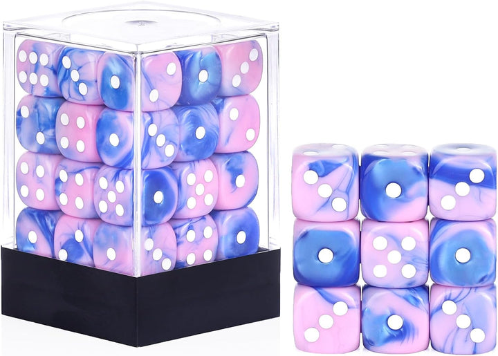 36 Pieces 12Mm 6 Sided Mini Dice Set,Pearl Pattern D6 Game Dice Set,6 Sided Standard Game Dice for Board Games Dice Games Classroom Teaching Dices Game, with Portable Gaming Box(Black)
