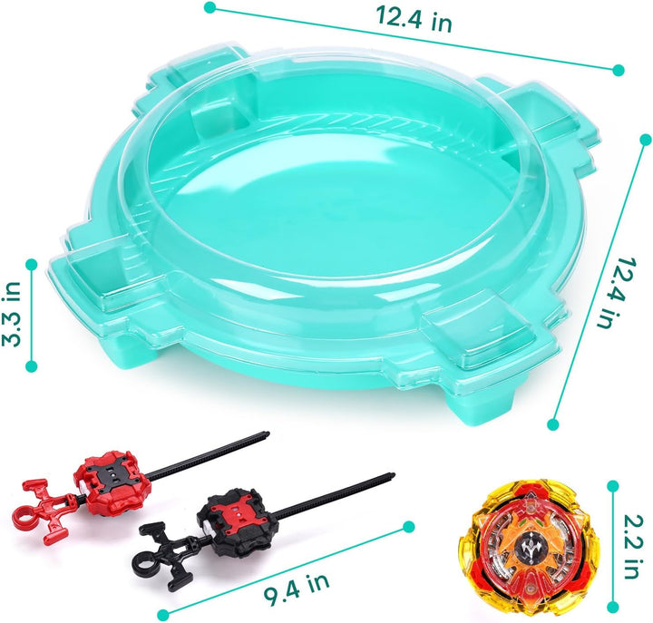 Battling Top Burst Toy Set Game Complete Battle Game Set with Stadium, 6 Battling Tops and 2 Launchers, Toys for 6 Year Old Boys & Girls & up (Amazon Exclusive) Green