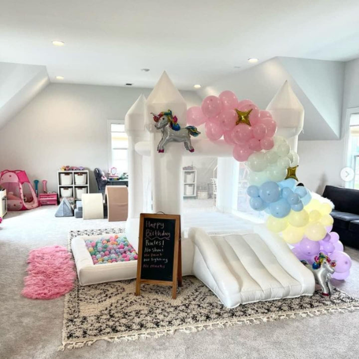 White Bounce House, House with Blower, Inflatable Bouncer, Children'S Toy, Sewn Extra Thick Material for Durability