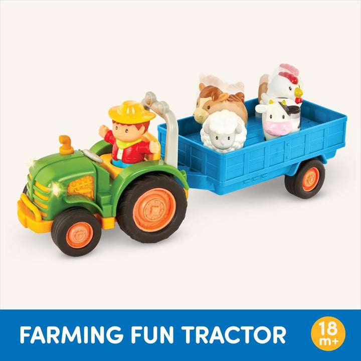 – Farm Toys for Toddlers, Kids – Lights & Sounds Toy Tractor – 7 Pieces Pretend Play Set – Tractor, Trailer, Animals – 18+ Months