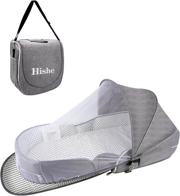 : Foldable Lightweight Travel Pod Infant Bassinet with Mosquito and Canopy Outdoor Newborn Essentials Gift