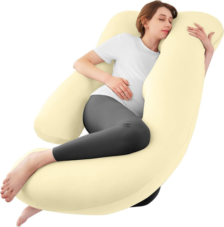 Pregnancy Pillows for Sleeping, U Shaped Cooling Full Body Pillow with Removable Cover, Pregnant Women Must Haves, Maternity Essential, Light Grey