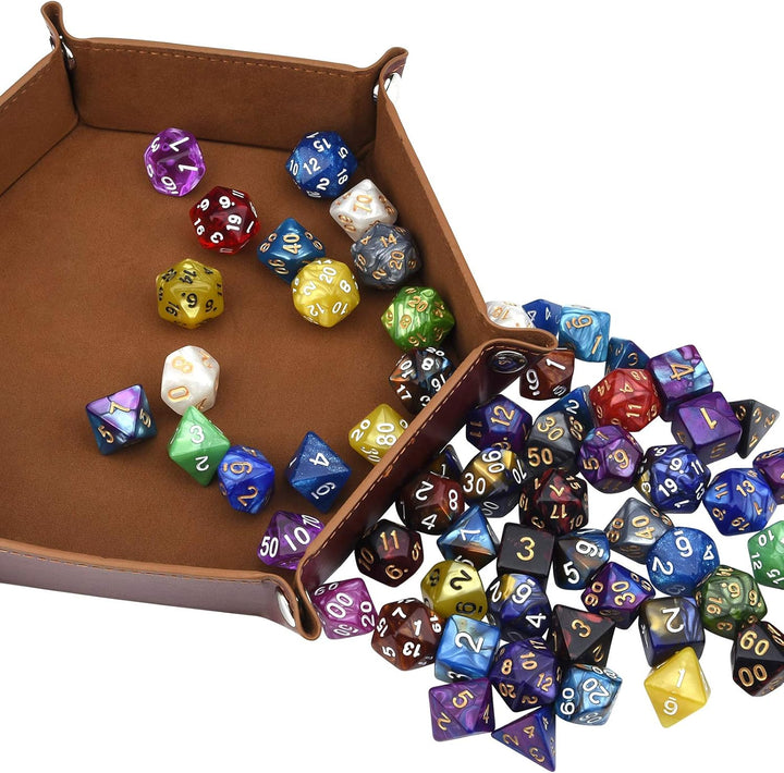 DND Double-Colors Polyhedron Dice Set for Dungeons and Dragons D&D RPG MTG Table Games D4 D6 D8 D10 D% D12 D20 25 Colors Dice with 1 Large Flannel Bag, 25 X 7 (175 Pieces)
