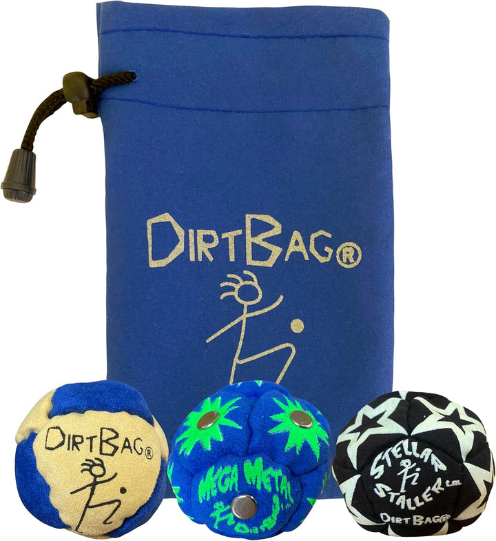 All Star Footbag 3 Pack with Pouch, 100% Handmade, Premium Quality, Bright Vivid Colors, Signature Carry Bag