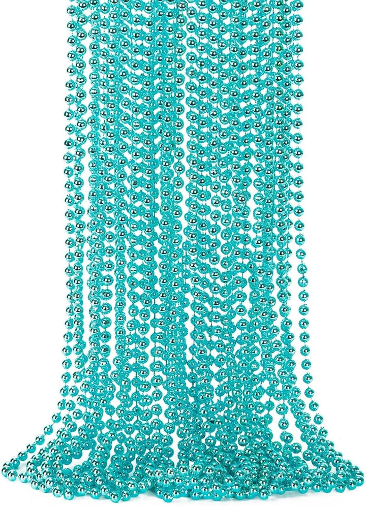 Mardi Gras Beads, 12PCS Bead Necklace Party Favors, Metallic 6 Kinds of 33" Beaded Necklaces Costumes Stuff, Festival Parade Throw Accessory Sets for Mardi Gras Celebrations Decorations