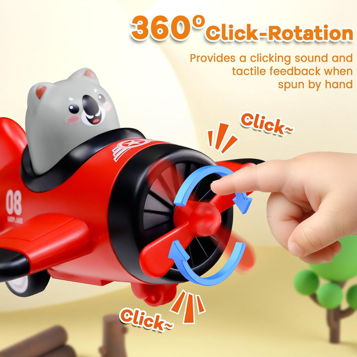 Press and Go Airplane Toys for Toddlers 1-3, Baby Animal Racing Cars Toys for 1 2 3 Years Old Boys Girls, Push Airplane Toys for 12-18 Months, 1St Christmas Birthday Gifts for 1-2 Years Old Boys