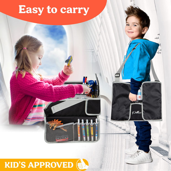 Kids Travel Tray for Car - Car Seat Tray for Kids Travel, Road Trip Essentials - Carseat Table for Roadtrip Activities - Must Have Toddler Lap Desk Organizer for Airplane - Car Accessories