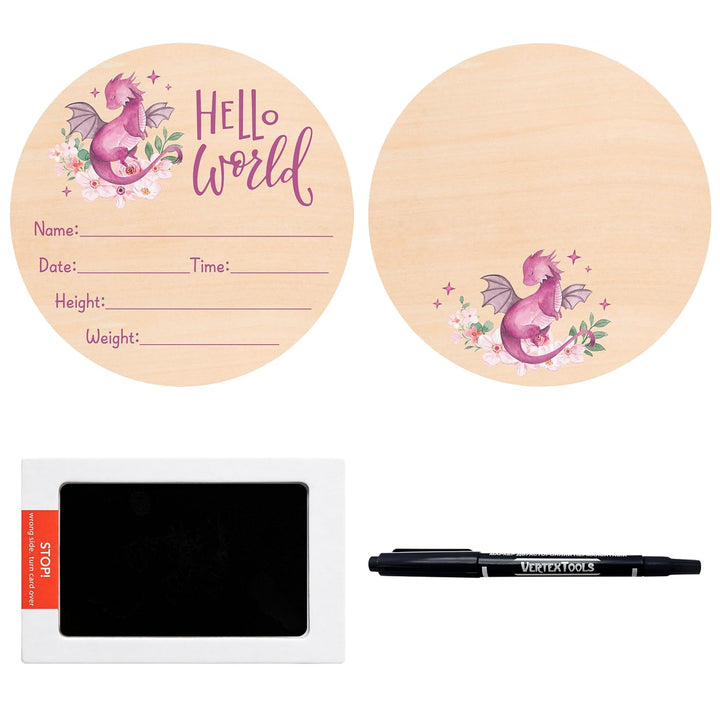 Baby Birth Announcement Sign with Marker Pen, Mallard Duck Baby Name Sign with Ink Pad for Hand and Footprints, Wooden Hello World Newborn Announcement Nursery Decor Keepsake Gifts