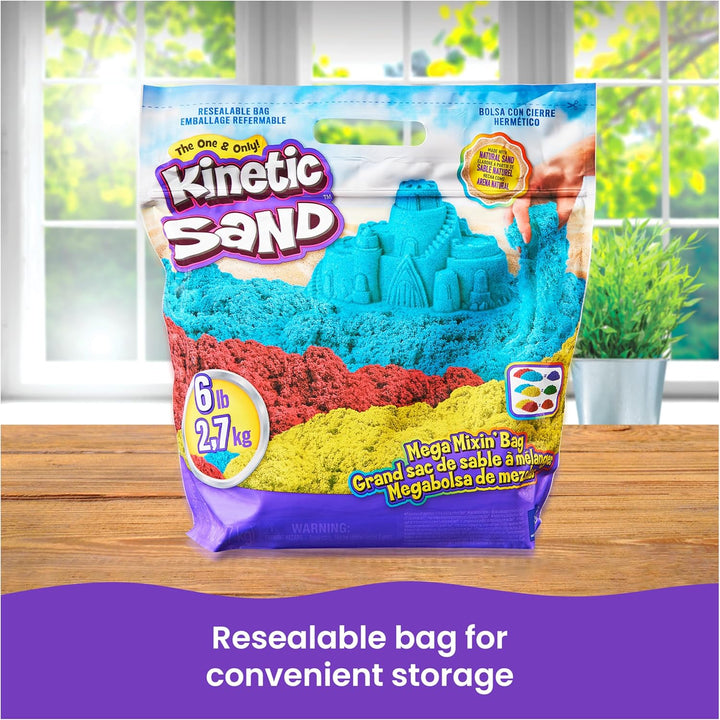 , 6Lbs Mega Mixin’ Bag with Red, Yellow & Blue Play Sand, Sensory Toys for Kids & Classroom, Back to School Teacher Must Haves (Packaging May Vary)