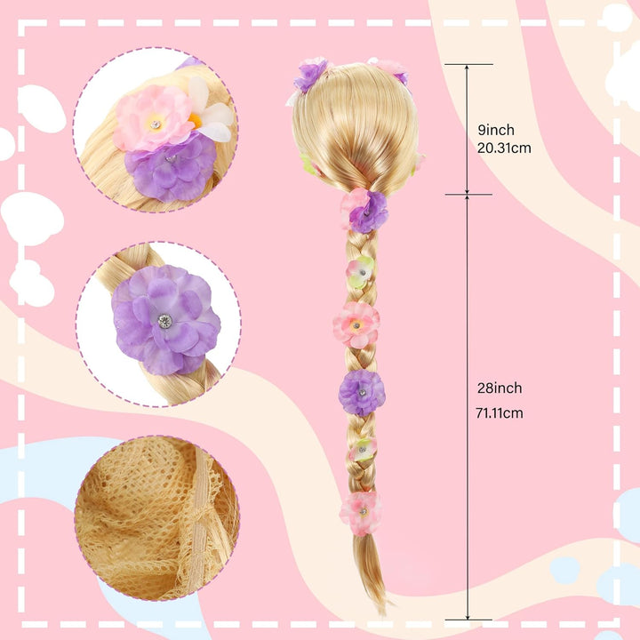Girls Princess Wig,Rapunzel Plaits Blonde Wig for Girls Halloween Party,Role Playing