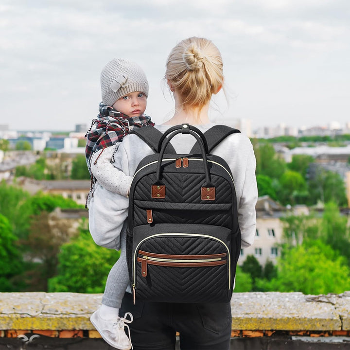 Diaper Bag Backpack for Women Large Capacity with Insulated Pockets Multifunctional Diaper Bags for Baby Girl Boy Waterproof Baby Bags for Mama Maternity Travel Bag Black