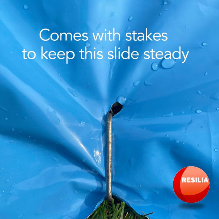 - Super Slip Lawn Water Slide XXL, 30 Feet Long X 8 Feet Wide, for Adults and Teens, Powder Blue with Hold Steady Stakes, Made in the USA