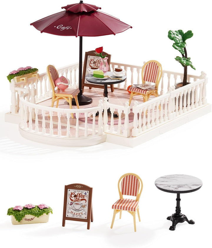 Super Creator Series Accessroies, DIY Mini Flower Garden Scenery Kit, Miniature Dollhouse Castle Building Kit'S Part, Sunny Break Terrace Gift for Kids Adults Women
