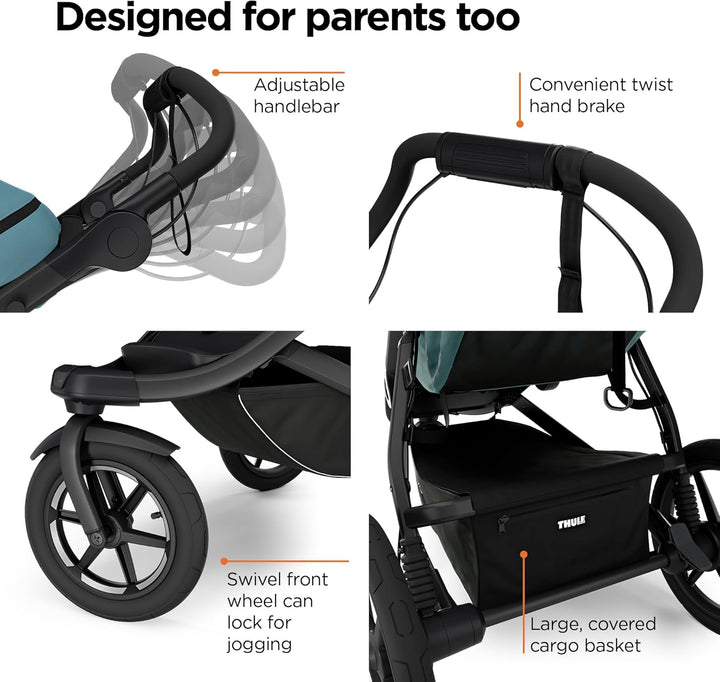 Urban Glide 3 Single Child All-Terrain Stroller, Full-Suspension System, Air-Filled Tires, Upright Seat with Adjustable Recline and Built-In Legrest