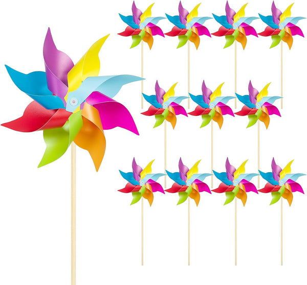 12 Pack Rainbow Pinwheels for Yard and Garden,Rainbow Party Decorations for Kids, Colorful Garden Wind Spinners Outdoor Decor,Party Favors for Kids,Lawn,Yard,Patio