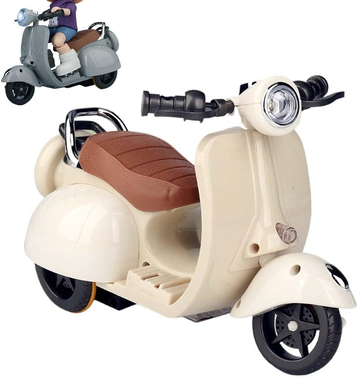 Scooter with Remote for Labubu, Electric Micro Mini Scooter for Labubu Accessories, Funny Plastic Doll Scooter Vehicles, Rotate 360° Interactive Scooter Ornaments Gifts for Lbubu Fans(Gray,With Batter