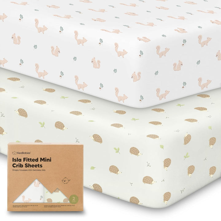 Pack and Play Sheets Fitted - 2-Pack Mini Crib Sheets for Pack N Play Mattress 38X26, Soft & Cozy, Neutral Toddler Playard Bedding, Snug Fitted Mini Baby Crib Mattress Cover Boy, Girl (Butterflies)