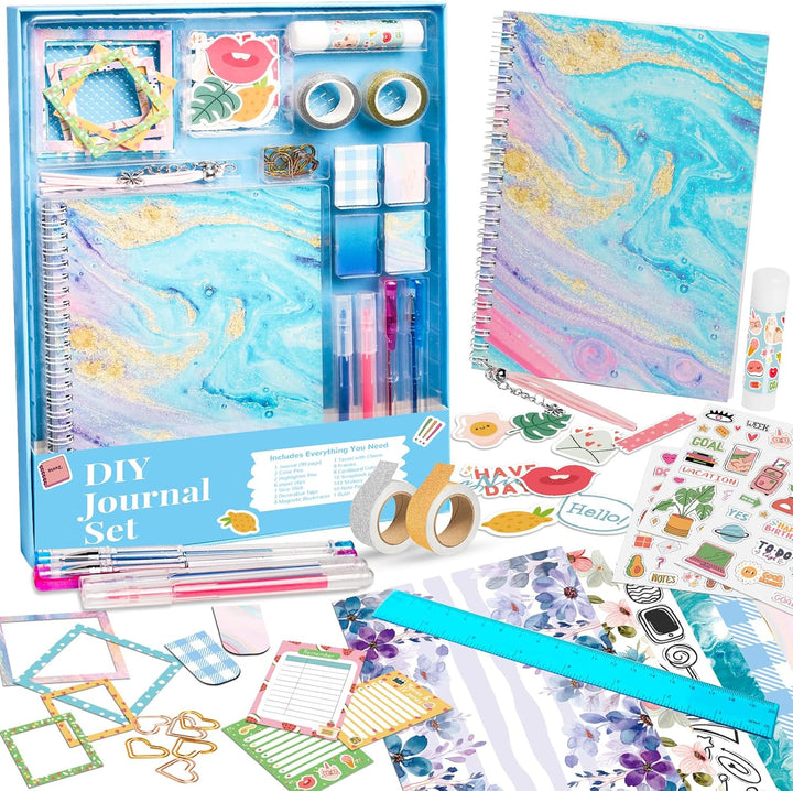 Gifts for Girls Age of 8 9 10 11 12 13 Years Old and Up, DIY Journal Set, Personalized Diary Stuff for Tweens Teens, Decorate Your Planner/Organizer, Journaling Arts Craft Kit. Ideal Toy Age 6-8