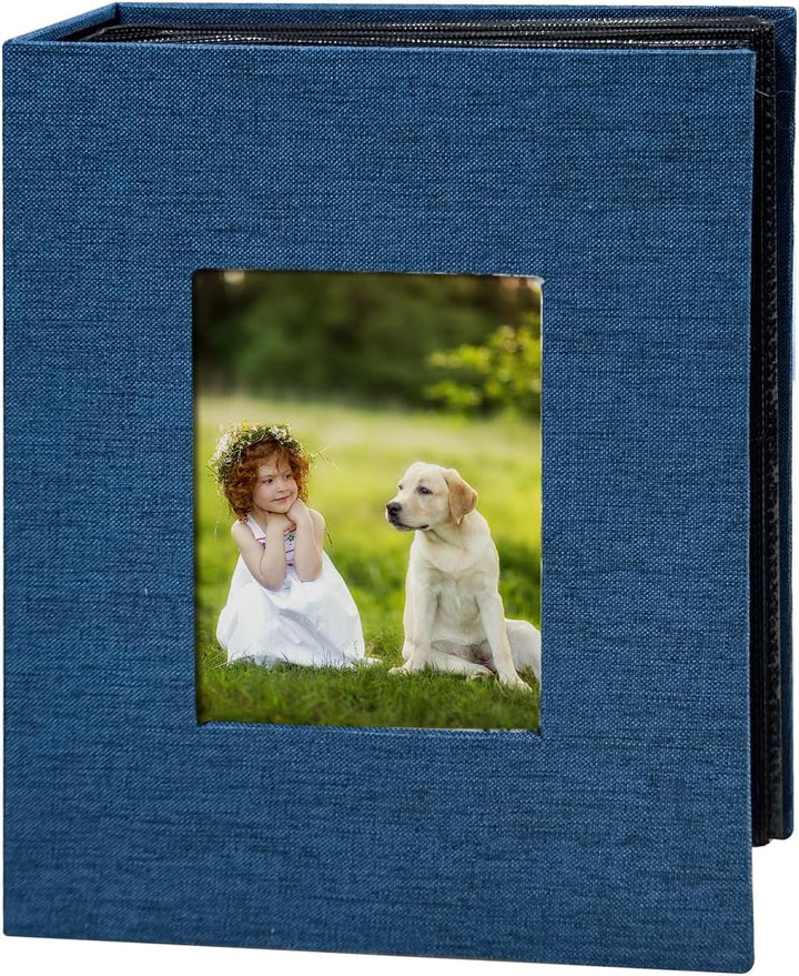 Photo Album 4X6 100 Pockets, Linen Cover Top Loader Vertical, Slip-In Picture Grey Pockets Albums for Wedding, Family, Anniversary, Baby, Vacation