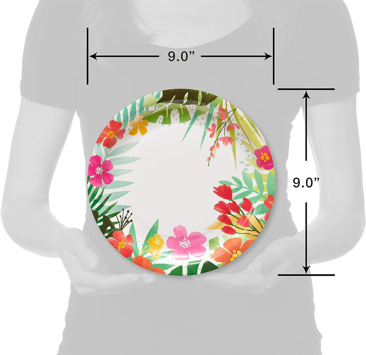 Tropical Luau Party Supplies for Bbqs and All Summer Parties, Dinner Plates (36-Count)