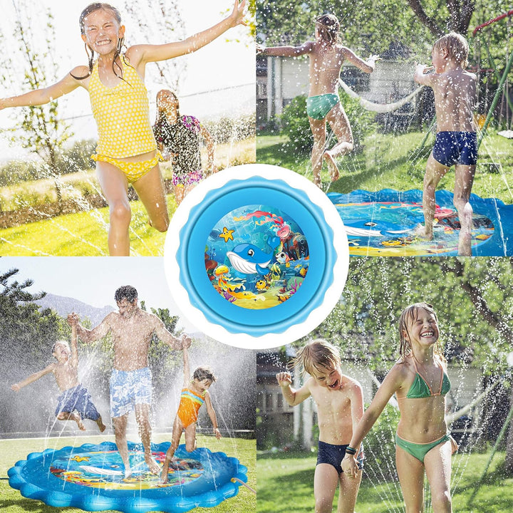 Upgraded 67" Splash Pad, Sprinkler & Splash Play Mat, Inflatable Summer Outdoor Sprinkler Pad Water Toys Fun for Children, Infants, Toddlers, Boys, Girls and Kids