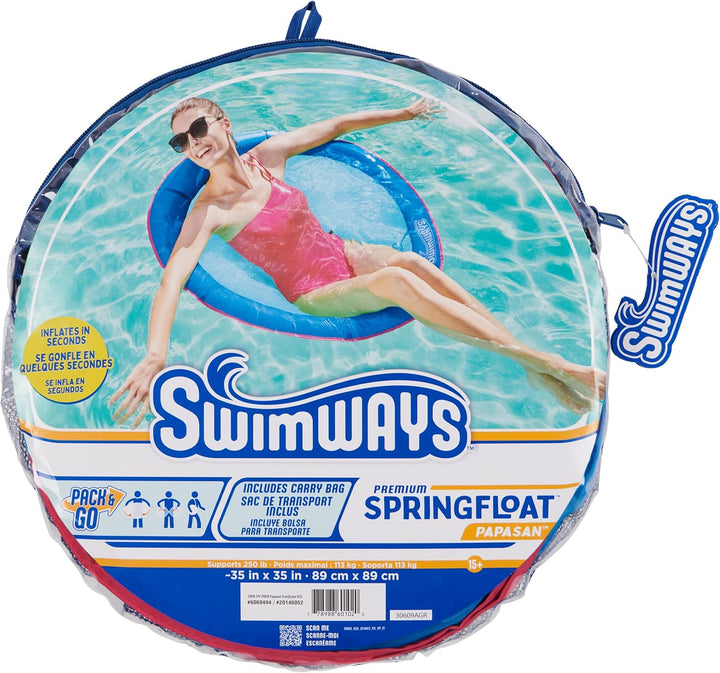 Spring Float Premium Papasan Pool Lounger, Inflatable Pool Floats Adult with Fast Inflation for Ages 15 & Up