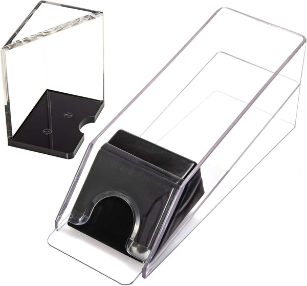6-Deck Blackjack Dealer Shoe & Discard Tray Set - Smooth Card Roller and Casino Style Clear Acrylic Tabletop Design for Home Game Nights