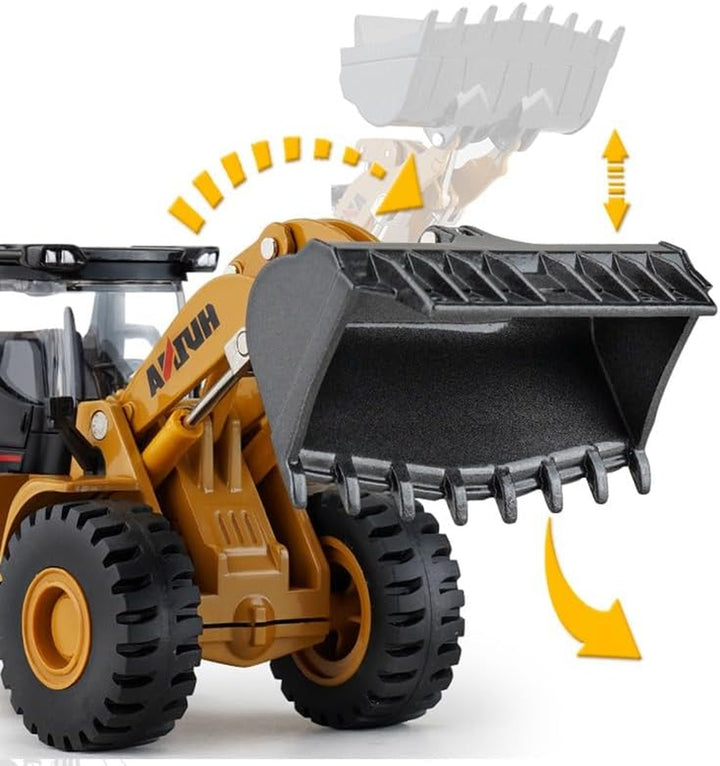 Mechanical Loader Toy, Construction Vehicle Wheeled Loader 1/50 Scale Skid Steer Loader Toy, Bulldozer Shovel Engineering Vehicle Alloy Models for Kids, Collection and Decoration House