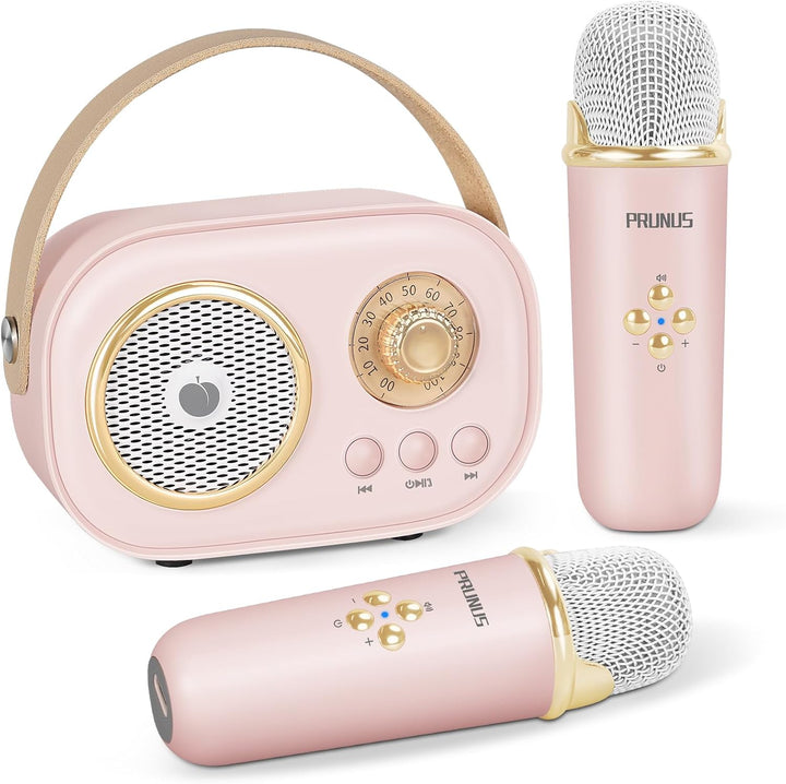 C20 Mini Karaoke Machine Portable Bluetooth Speaker with Wireless Microphone 6 Sound Modes for Adults&Kids Birthday Home Farmily Friends Party Gifts for Girls Boys Friends-Pink