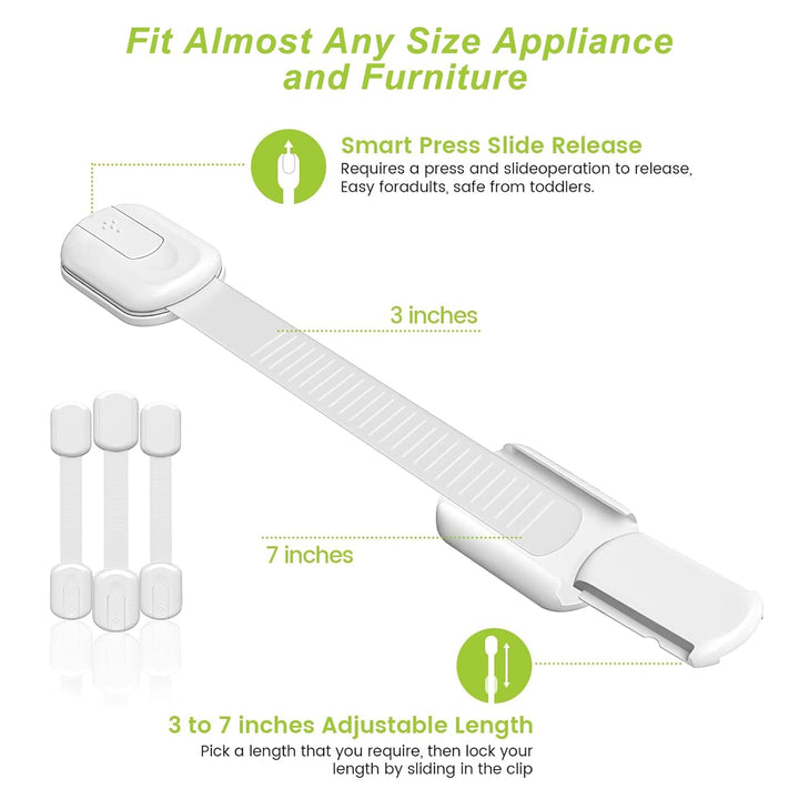 Child Proof Cabinet Locks (4 Packs), Baby Toddlers Locks for Drawers, Refrigerator Safety Latches for Kids Pets, Durable Safe ABS Material Strong Adhesive, No Drill Tool Needed Easy to Use